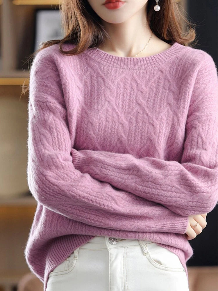 Fashion Loose Cashmere Women Sweater Autumn Winter Soft Warm Long Sleeve Solid Jumper Knitted Sweaters for Female Pullover Tops