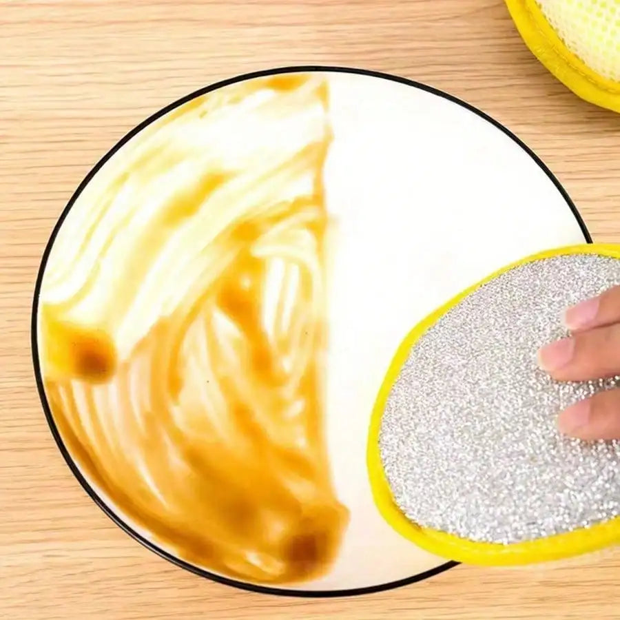 4/1pc Kitchen Cleaning Sponges And Scrubbing Brushes - Durable Washable Yellow Polyester Dishcloth With Textured Surface, Suitable For Sinks, Stoves, Cookware, Etc., Multi-Functional Cleaning Tools For Bedroom, Kitchen