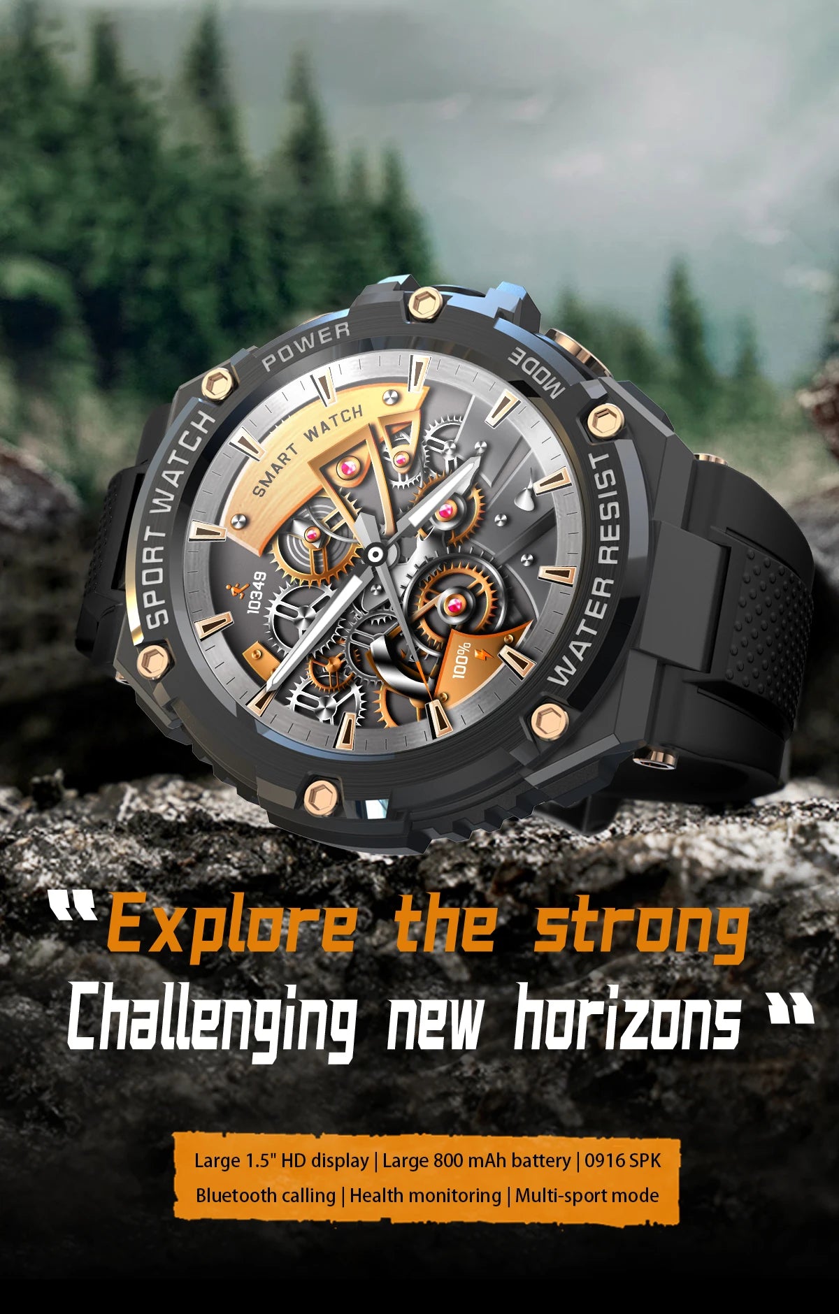 Outdoor Sport Smart Watch Men 800mAh Long Life Battery Bluetooth Call IP68 Waterproof Fitness Tracker SmartWatch For Android ios