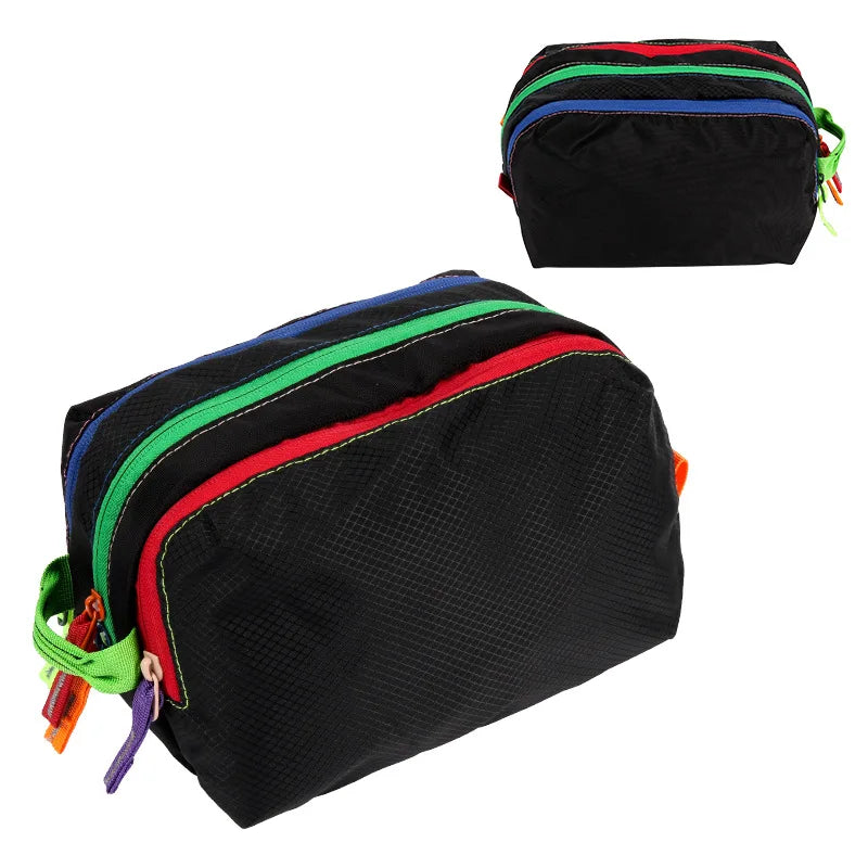 Multi-Compartment Toiletry Bag Suitable Dopamine Color Travel Organizer Layered Storage Compartments Makeup Brush Storage Bag