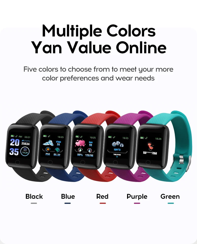 Smart Watch 116Plus D13 Sport Wristband Running Fitness Monitor Track Heart Rate Message Remind Men Smartwatch Woman Clock
