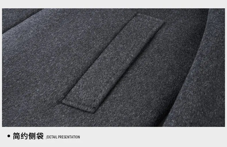 Men's High-End and Fashionable Cashmere Coats for Autumn and Winter, Mid-Length Lapel Jackets, Wool and Woolen Fabrics