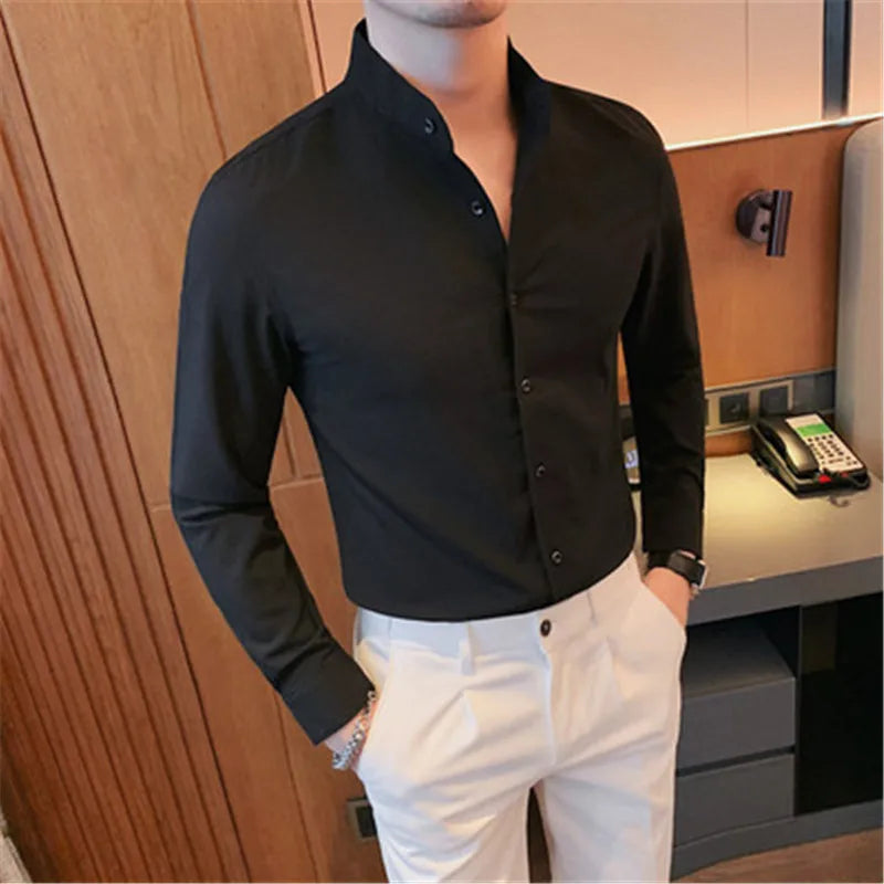 5XL Tuxedo Shirts Men for Wedding Elegant Camisa Formal Business White Shirt Male Slim Fit Long Sleeve Blouses Men Clothing 2024