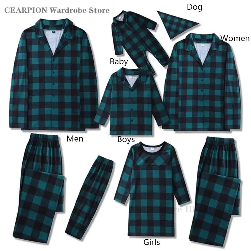 Christmas New Year's Pajamas Set Plaid Adults Kids Matching Sleepwear Spring Autumn New Home Wear Nightwear Family Pijama Mujer