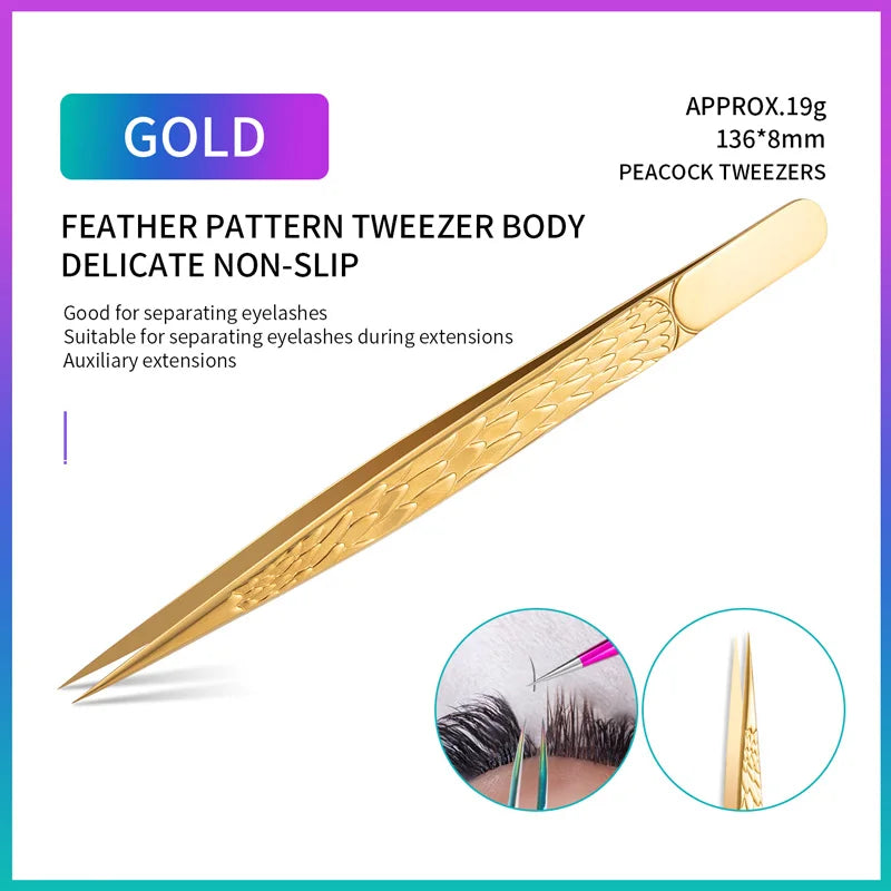 Straight False Eyelash Tweezers Stainless Steel High Precision Anti-static Eyelash Extension Tweezer Makeup Tool