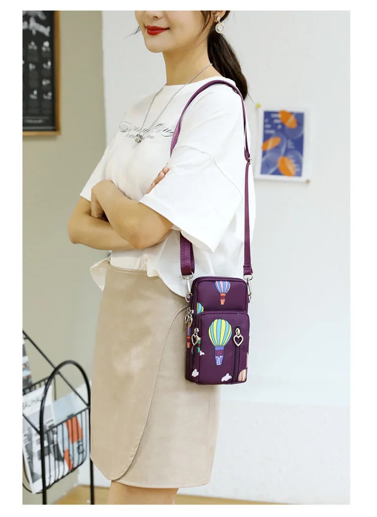 Waterproof Nylon Mobile Phone Versatile Mini Bag Purses Women's Shoulder Cross Body Messenger Bag