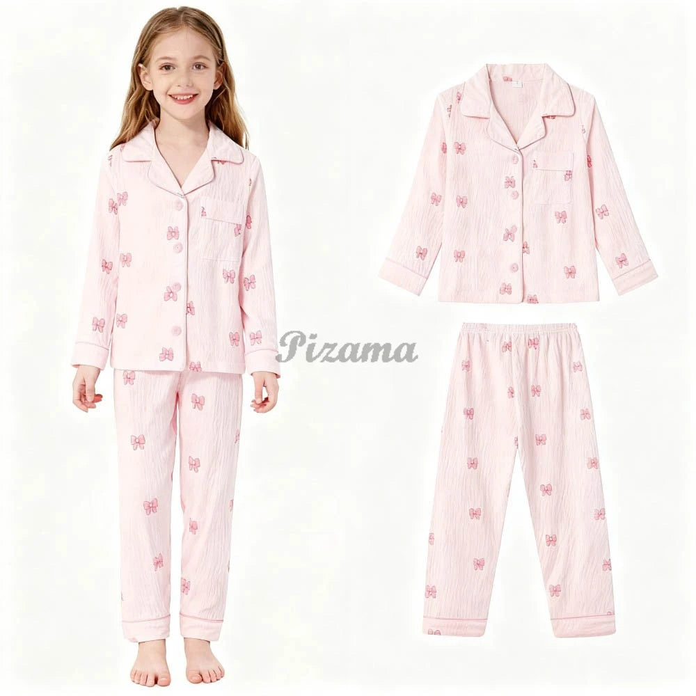 Spring Autumn Winter Teen Girls Pajamas Sets Children 2 Piece Full Sleeve Loungewear Kids Pyjamas Button Down Pijama Teen Niña