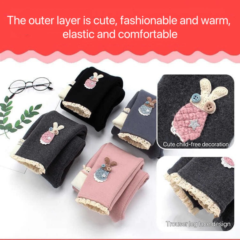 Girls Thermal Leggings Autumn Winter Kids Cute Rabbit Simplicity Tight Warm Trousers Baby Children Skinny Pants Casual Bottoms