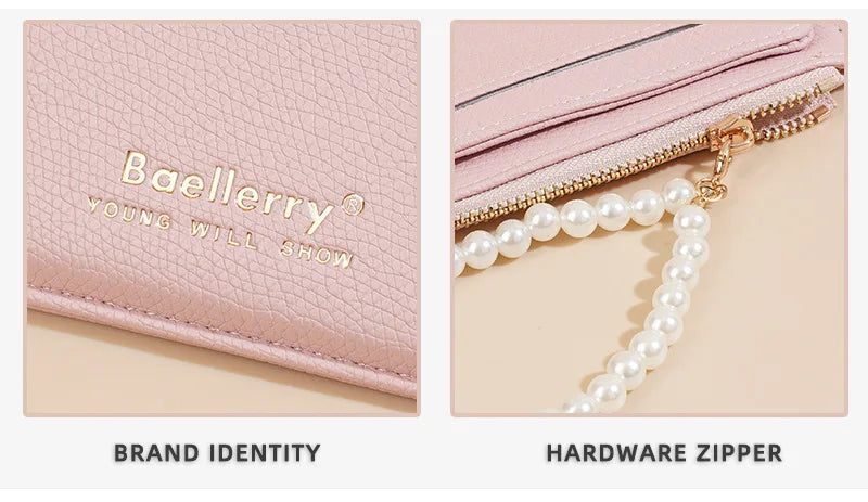Fashionable Womens Card Case Ins Trend High Class Pearl PU Small Purse