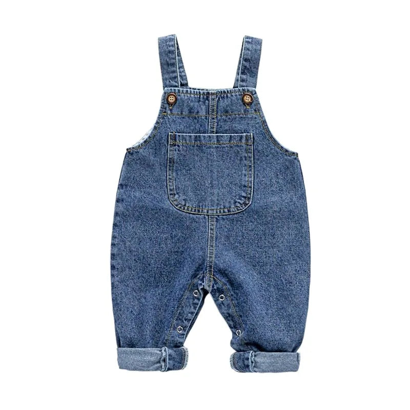 New Children Clothes Baby Girls Boys Overalls Solid Brief Style Toddler Denim Overol Jumpsuits