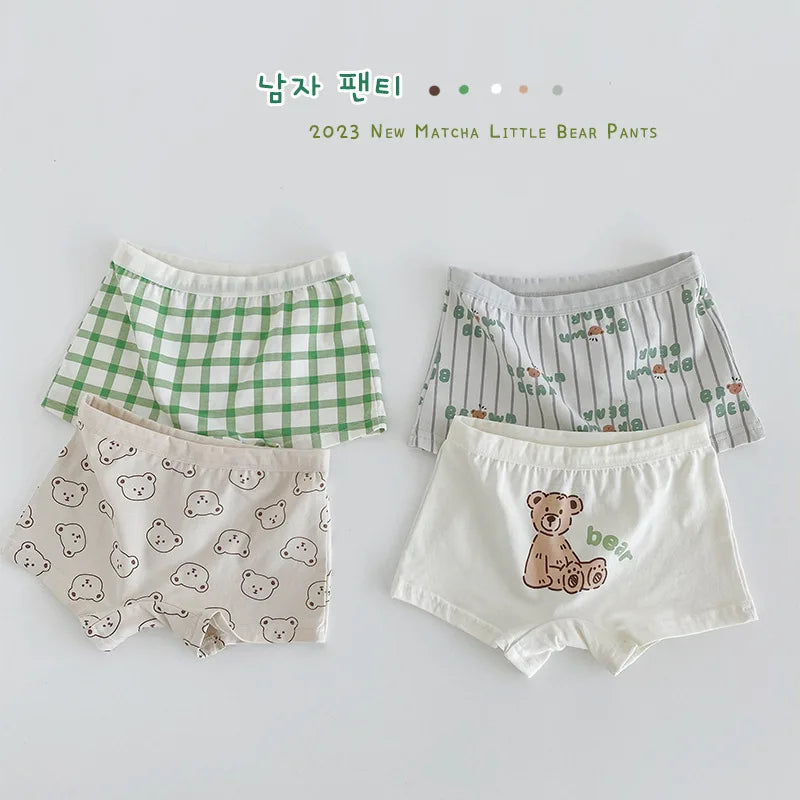 2-11Y Little Boys Soft Cotton Briefs Dinosaur Truck Bear Baby Toddler Kids Underwear 4 packs