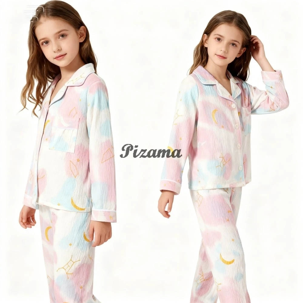 Spring Autumn Winter Teen Girls Pajamas Sets Children 2 Piece Full Sleeve Loungewear Kids Pyjamas Button Down Pijama Teen Niña