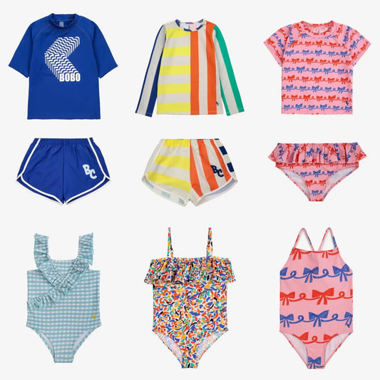 Kids Swimwear Sets New 2024 Bobo Summer Toddler Baby Girls Swimsuits One Piece Brand Cute Print Holiday Outwear Bikini Clothes