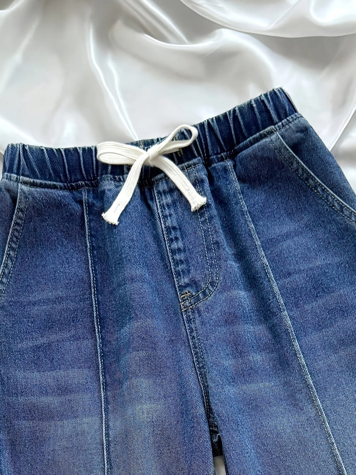 Y2K Little Girls Baggy Wide Leg Denim Pants Elastic Drawstring Waist Loose Straight Jeans For Street Fashion School Daily Outfit