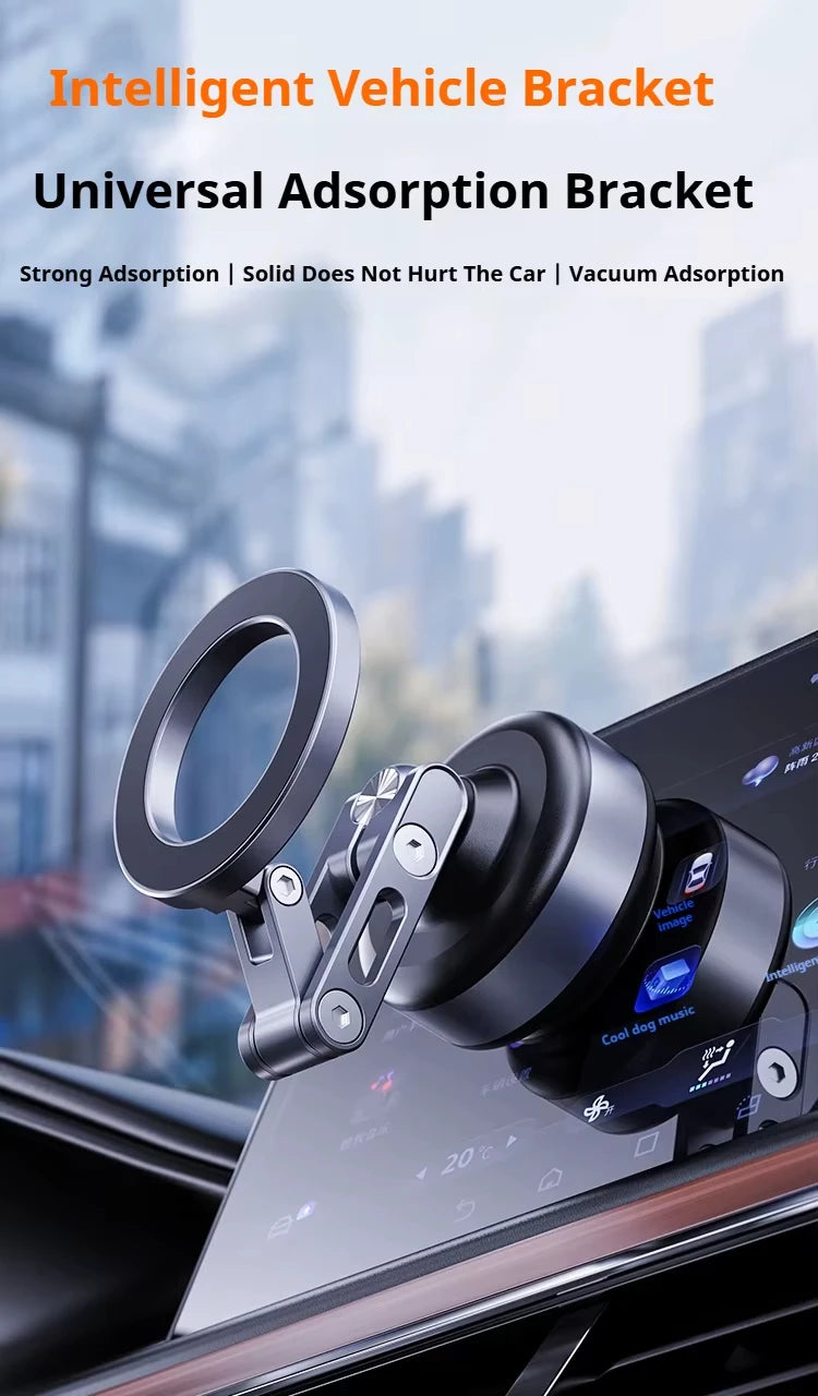 Magnetic Car Phone Holder 360° Rotating Folding Electric Vacuum Suction for Car Navigation Gym Kitchen Streaming Bracket