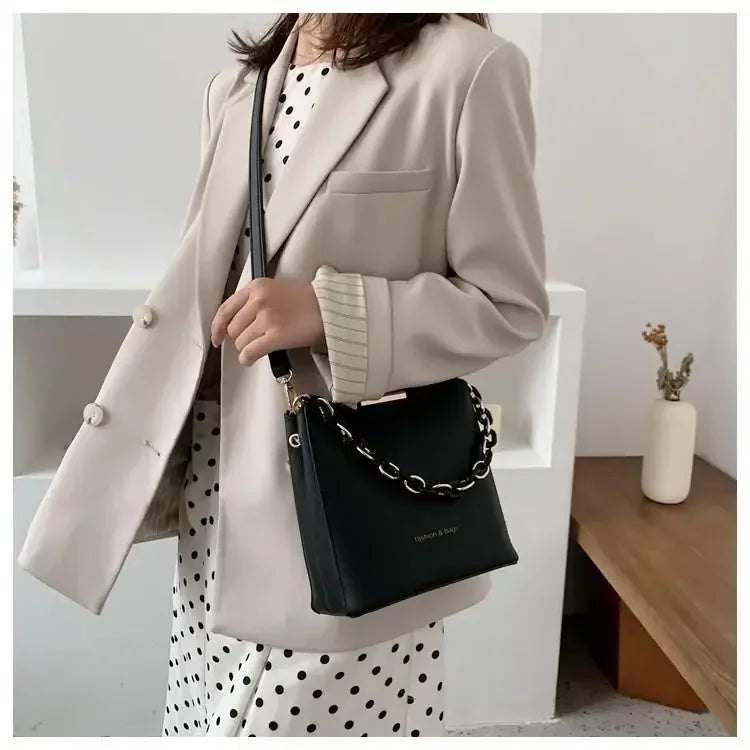 Women's Leather Fashion Senior Small Fresh Chain Bucket Bag Shoulder Crossbody Handbag Tote Bags for Women Bolsos Para Mujer
