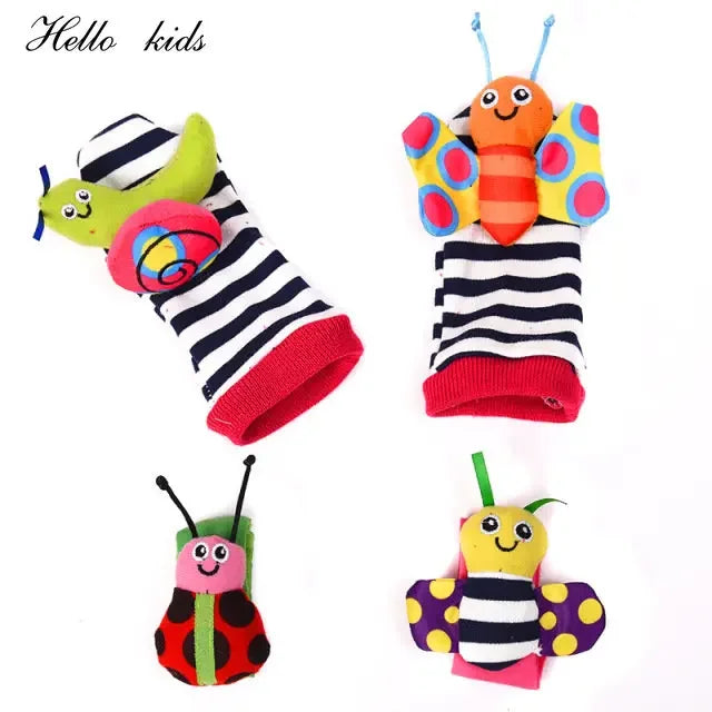 Cartoon Plush Socks Wrist Strap Rattles Baby Toys 0-12 Months Newborn Infant Kids Animal Sock Foot Finder Toy Gift Soft Rattle