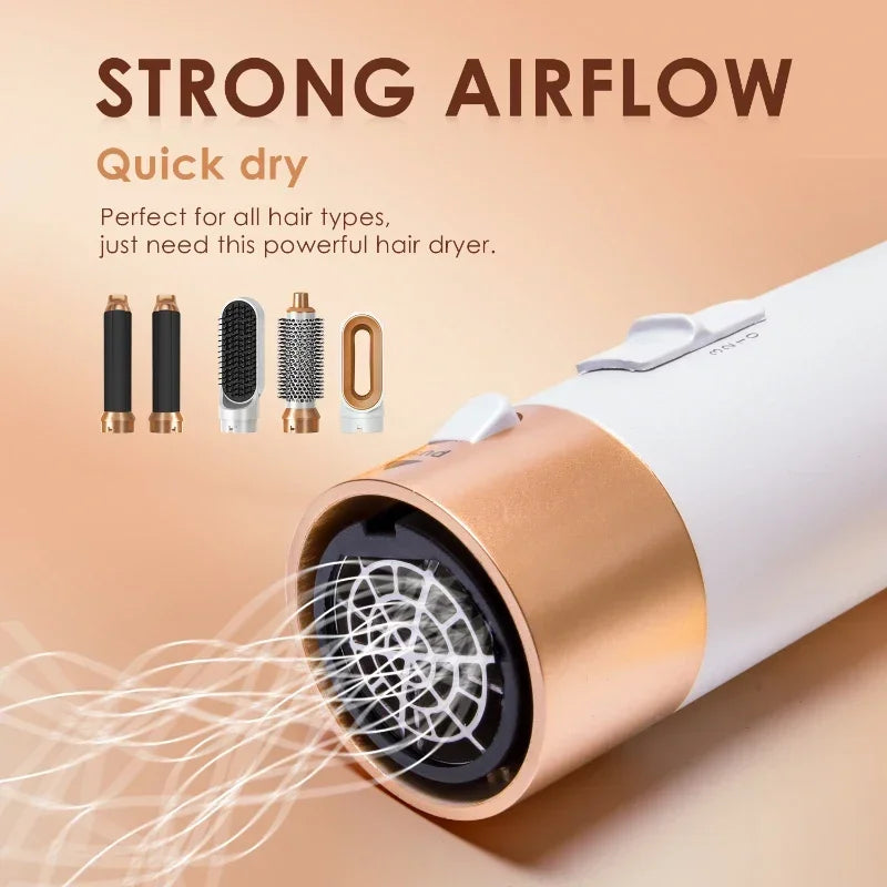 Hair Dryer 5-In-1 Electric Hair Comb Negative Ion Straight Curler Brush Blow Dryer Air Comb Removable Brush Kit Tool