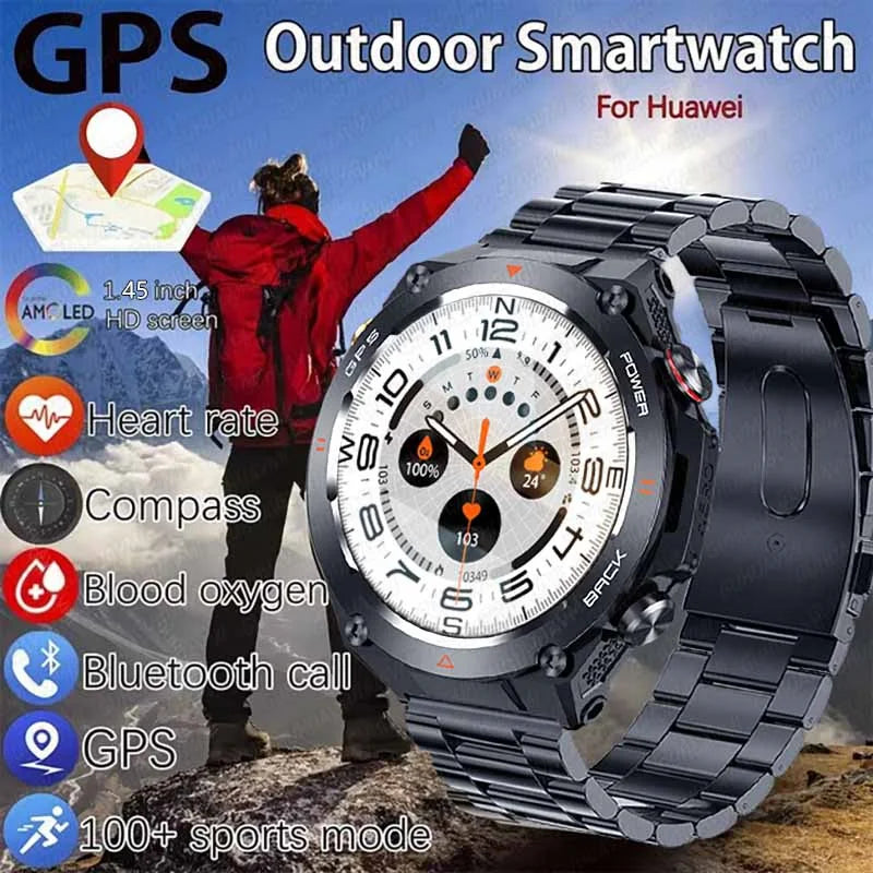 For Huawei Xiaomi Military GPS Smart Watch Men Flashlight Compass Waterproof Outdoor Sport Tracker Bluetooth Call Smart Bracelet