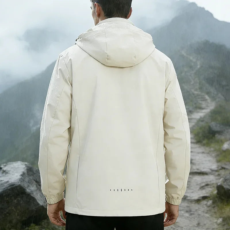 Mens Hooded Waterproof Jackets Autumn Lightweight Outdoor Raincoat Hiking Climbing Windproof Jacket Fashion Windbreaker Coat Man