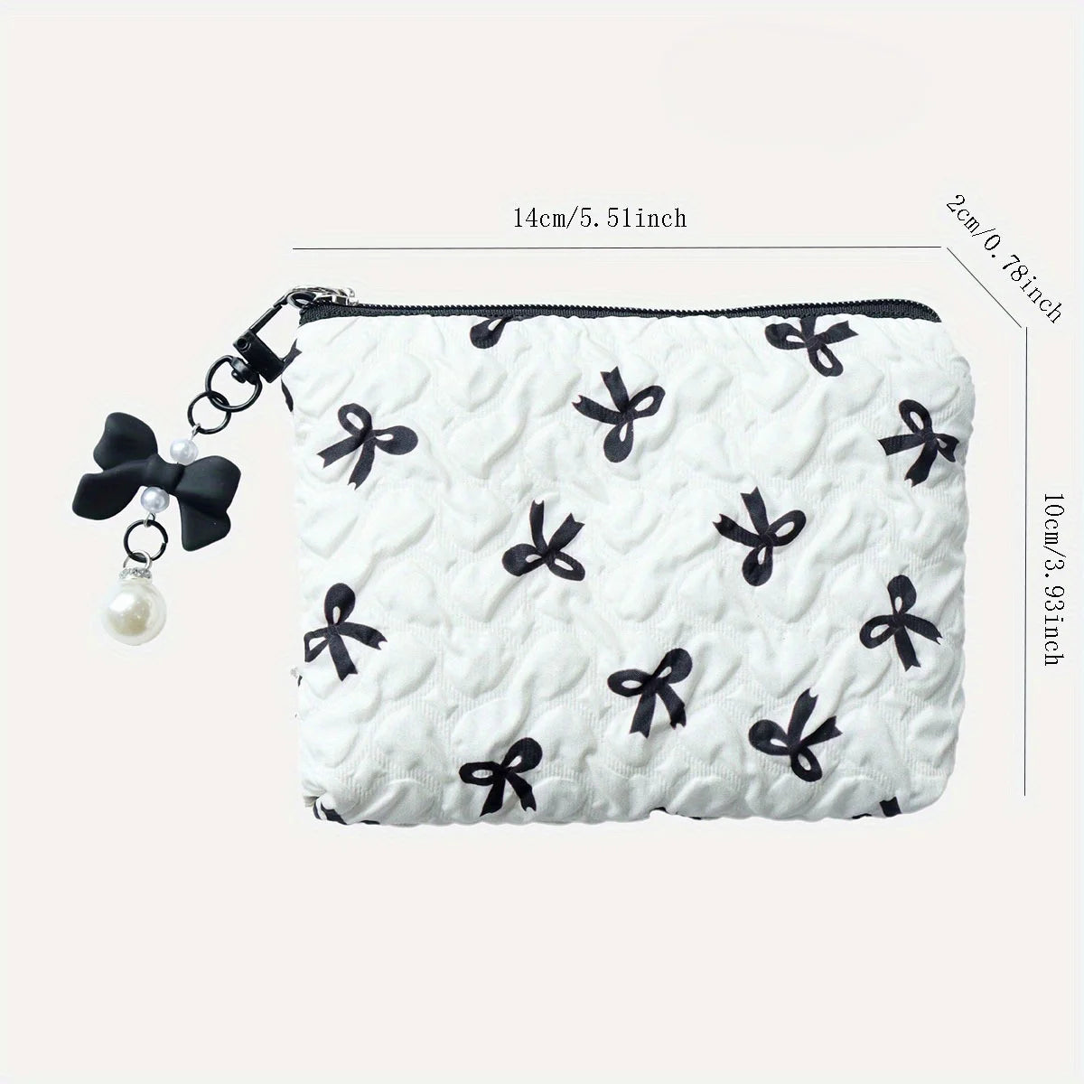 Embroidered Bow Makeup Bag, High Appearance Level, Coin Purse Storage Bag, Cute, Large Capacity, High-End Makeup Bag