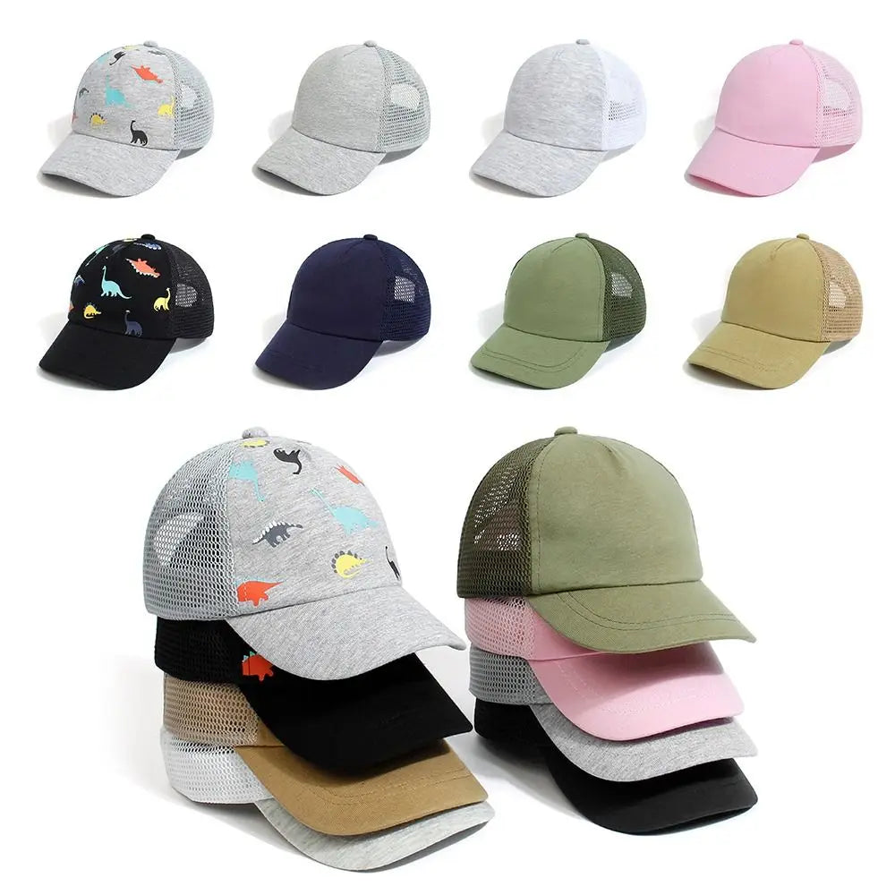 Sombrero de béisbol con estampado de dinosaurio para niños, sombrero para el sol, ajustable, de 0 a 5 años, de secado rápido, para niños y niñas