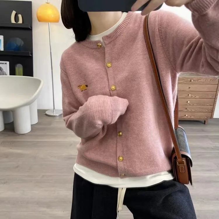 Long-sleeved Cashmere cardigan women sweater cashmere knitted  O-neck Cashmere cardigan sweater coat  Autumn and Winter