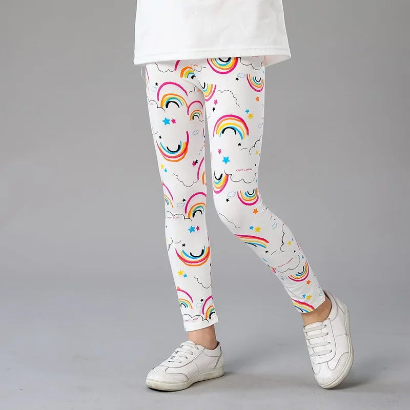 Baby Girls Leggings Kids Pencil Pants Casual Floral Trousers Slim Leggings Teens Nine Point Pant 2024 Spring Children's Clothing