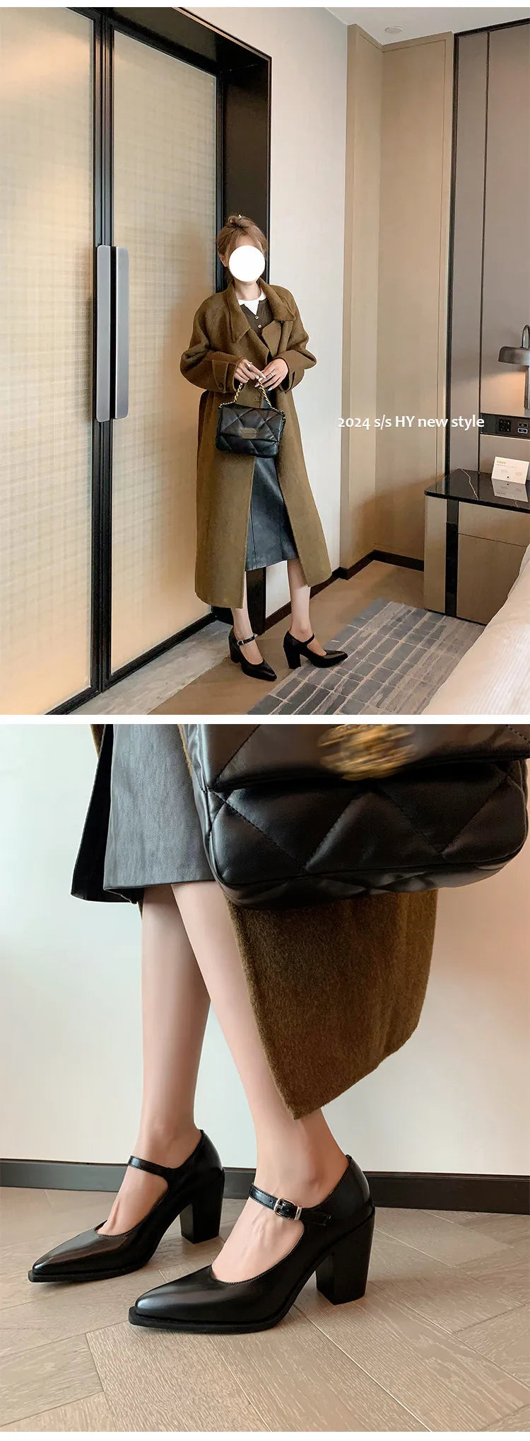 MKKHOU Fashion Pumps New High Quality Genuine Leather Pointed High Heels Mary Jane Shoes Women's Heels Leather Shoes Women Shoes