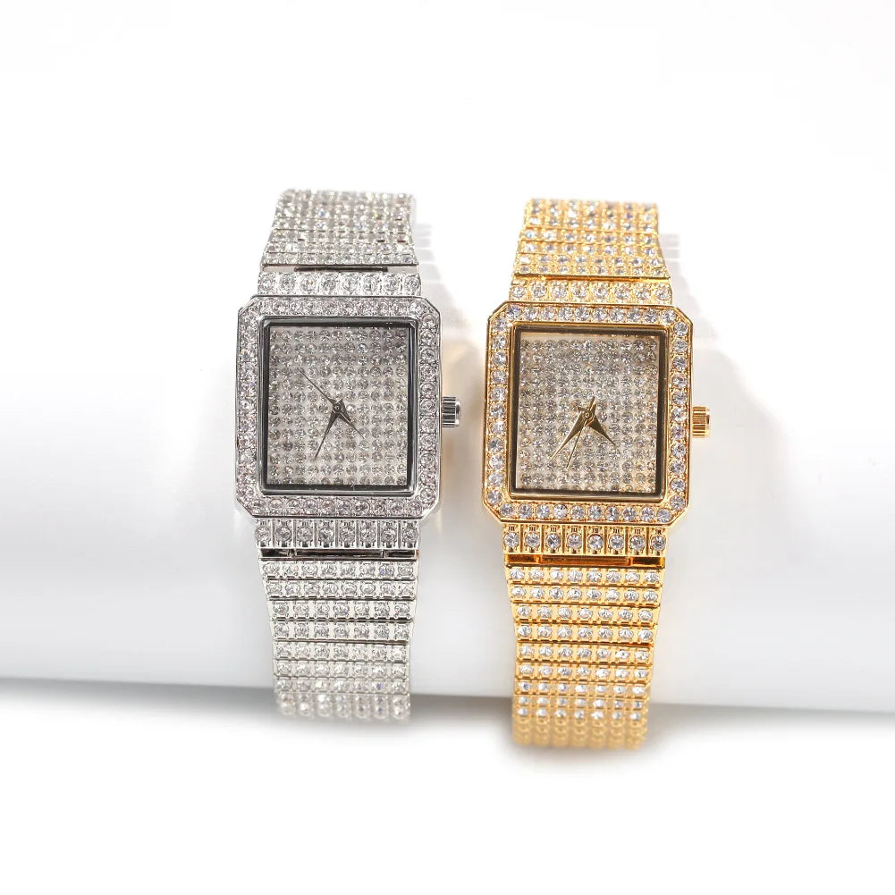Diamond Square Women Watch Gold Silver Luxury Ladies Dress Quartz Watch Casual Simple Couple Wristwatches Dames Horloges