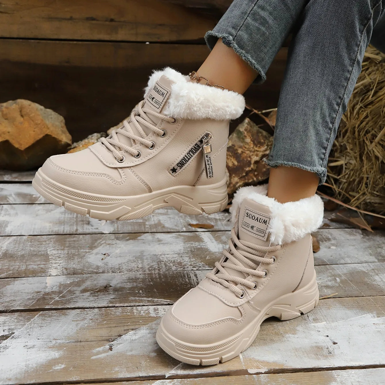 Winter Women Snow Boots Warm Lightweight High-top Shoes Women Casual Platform Ankle Boots Plus Size New Outdoor Zapatos De Mujer