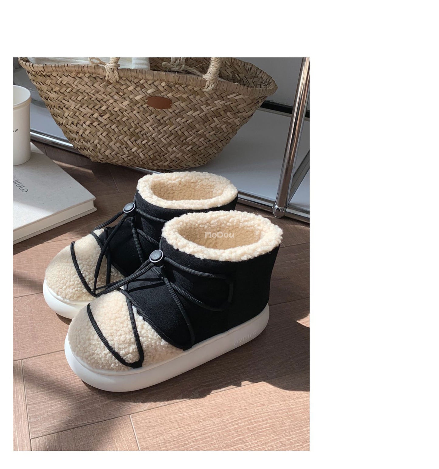 Winter New Warm Snow Boots 2025 Fur Design Women Short Boots Non-slip Light Comfortable Child Home Slippers High Top Shoe