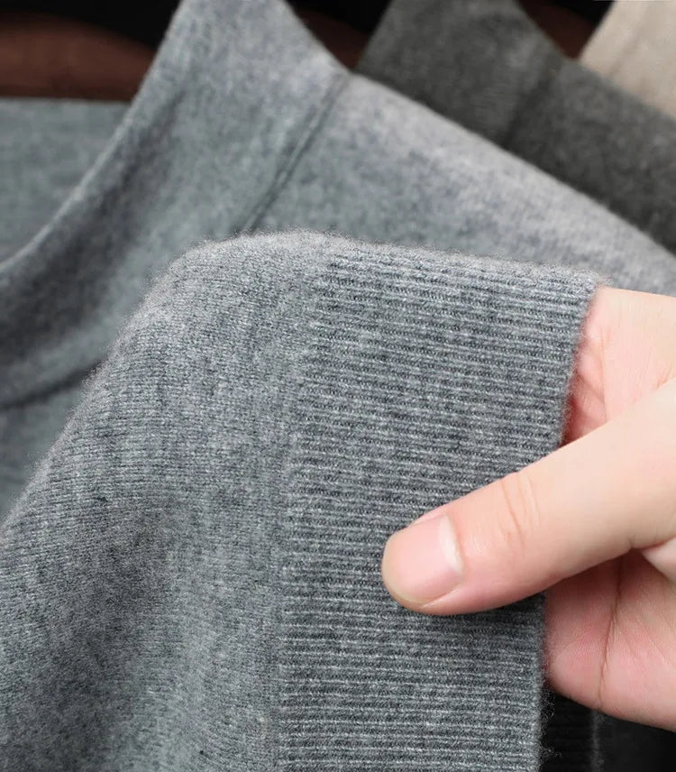 Cashmere Wool Classsic Sweater Men Autumn Winter Warm Knitting Clothes Long Sleeve  Sheep Wool Zipper Sweater Top Pullovers
