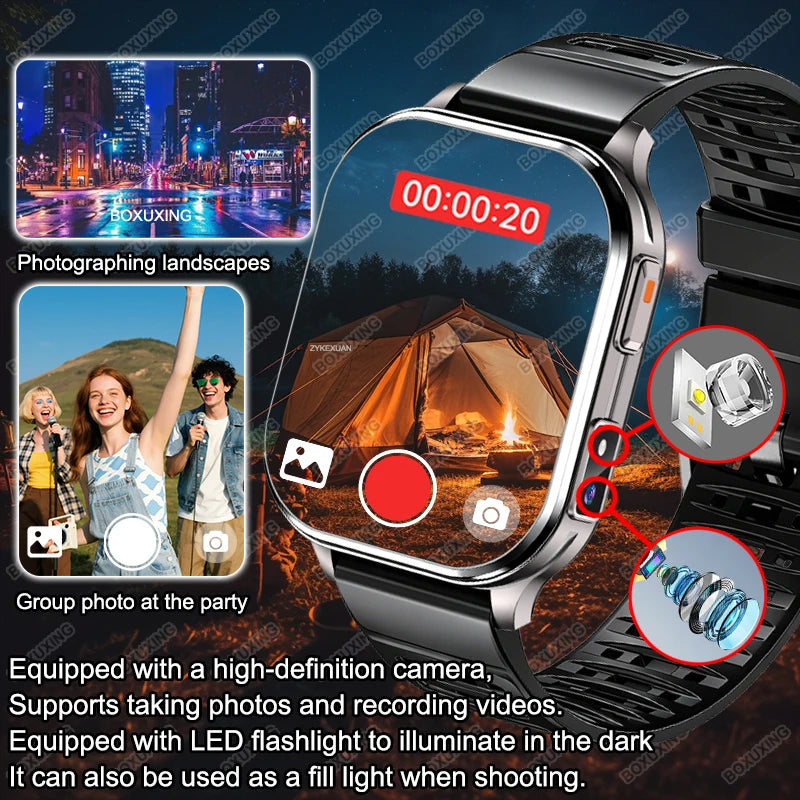 2026 New Smart Watch With Camera Men Women Photos Record Video Health Sports Fitness IP68 Waterproof Call Recording Smartwatches
