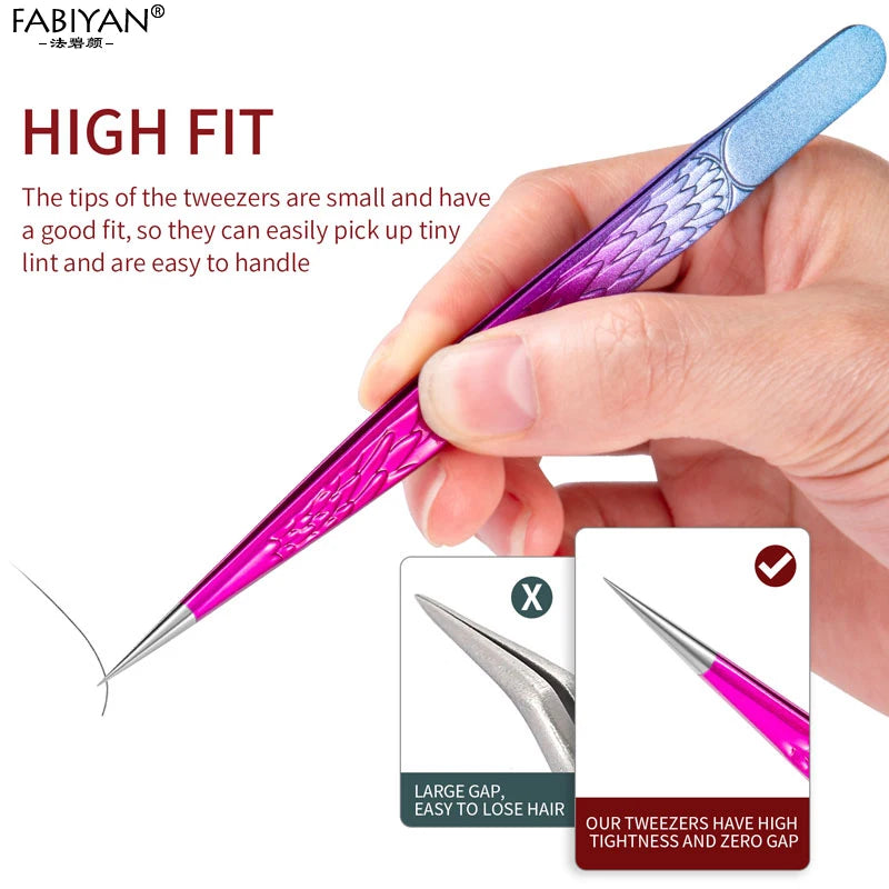 Straight False Eyelash Tweezers Stainless Steel High Precision Anti-static Eyelash Extension Tweezer Makeup Tool