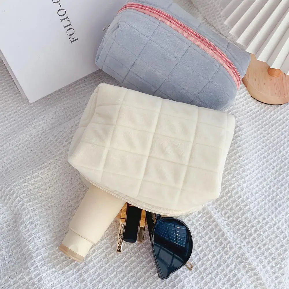 Makeup Bag Pillow Storage High-End Sense Portable Travel Cosmetic Bags Solid Color Zipper Toiletry Bag Washing Pouch Storage Bag
