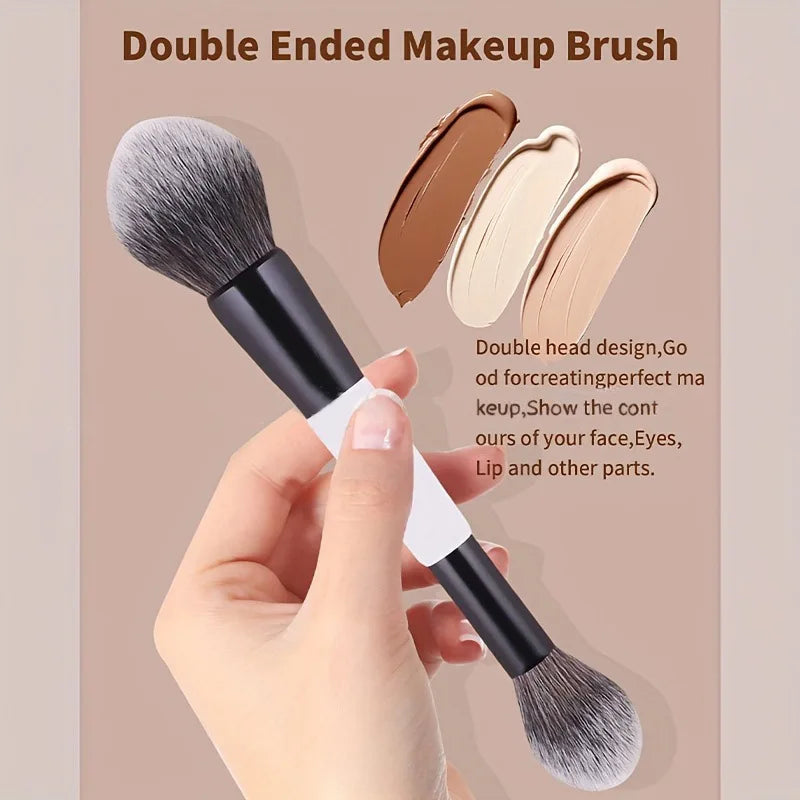 1pcs Double Head Makeup Brushes Flat Angled Foundation Concealer Contour for Blending Loose Powder Liquid Cream Cosmetic Tools