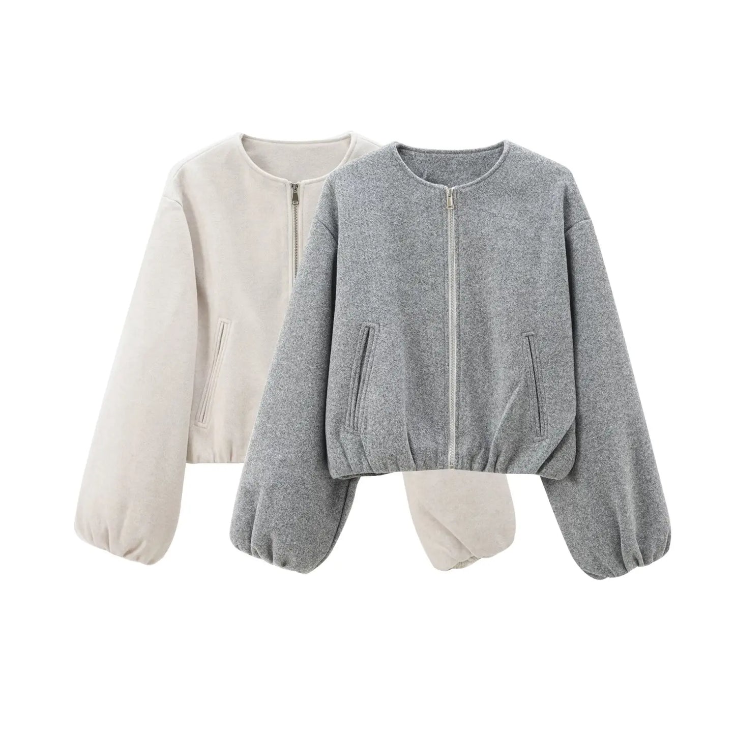 MUJER Fleece Bomber Jackets for Women Soft Zipper Woman's Sports Jacket Casual Cropped Jacket Women Long Sleeve Coats Outerwears