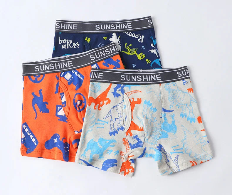 Baby Toddler Boys' Underwear,  100% Cotton Kids Underwear, Little Boys Briefs Soft Dinosaur Boxer Briefs(Pack of 6)