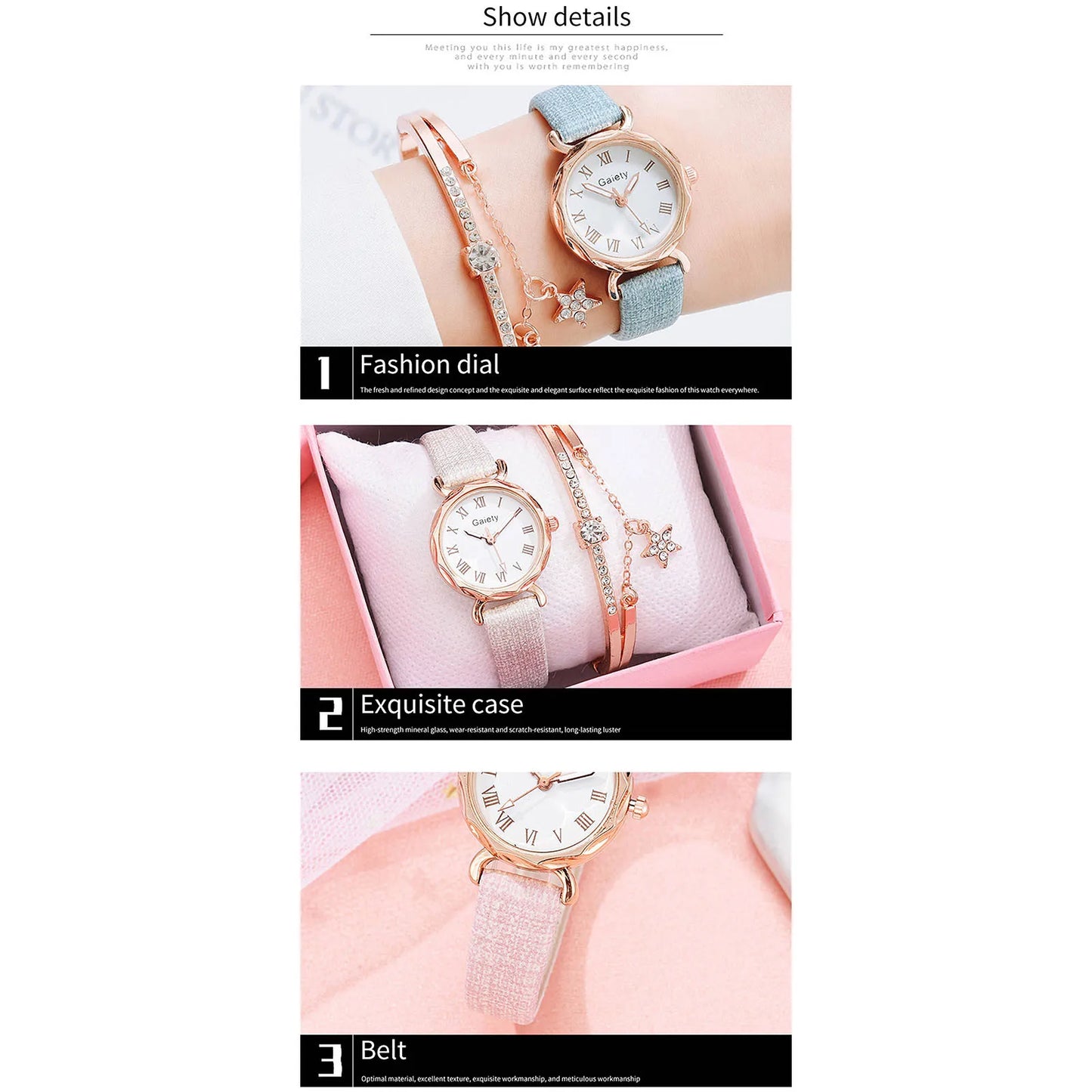 2pcs Set Luxury Women Bracelet Quartz Watches For Women Leather Watch Ladies Quartz Wristwatches Temperament Ladies Watch