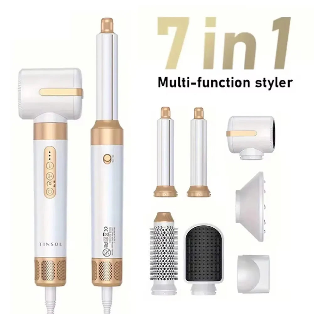 7-in-1 Multi-Function Hair Dryer Brushless High-Speed Hair Dryer with Diffuser Heat Styling Comb & Curling Attachment