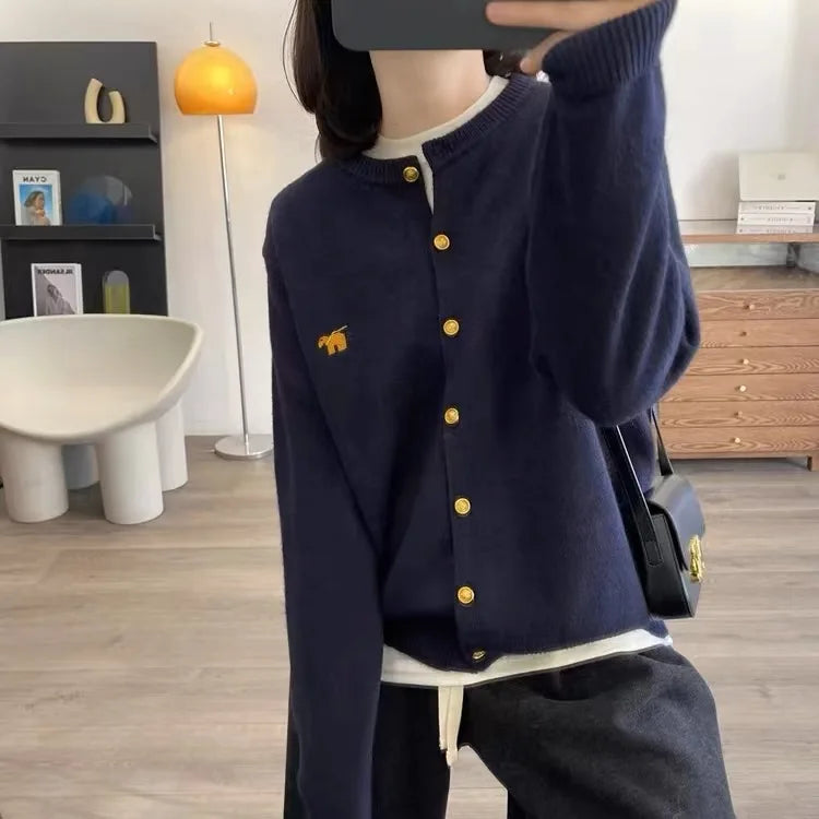 Long-sleeved Cashmere cardigan women sweater cashmere knitted  O-neck Cashmere cardigan sweater coat  Autumn and Winter