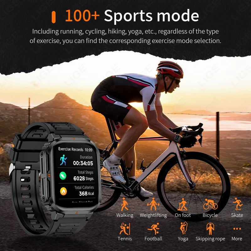 LIGE New Smart Watch For Men Women 2.01" HD Display Health Monitor Sport Fitness Watches AI Voice Bluetooth Call Smartwatch Men