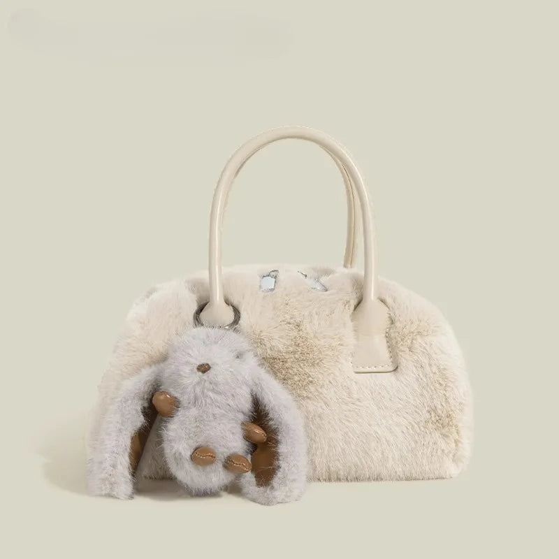 autumn and winter cute plush handbag women's 2025 new fashion versatile shoulder messenger bag