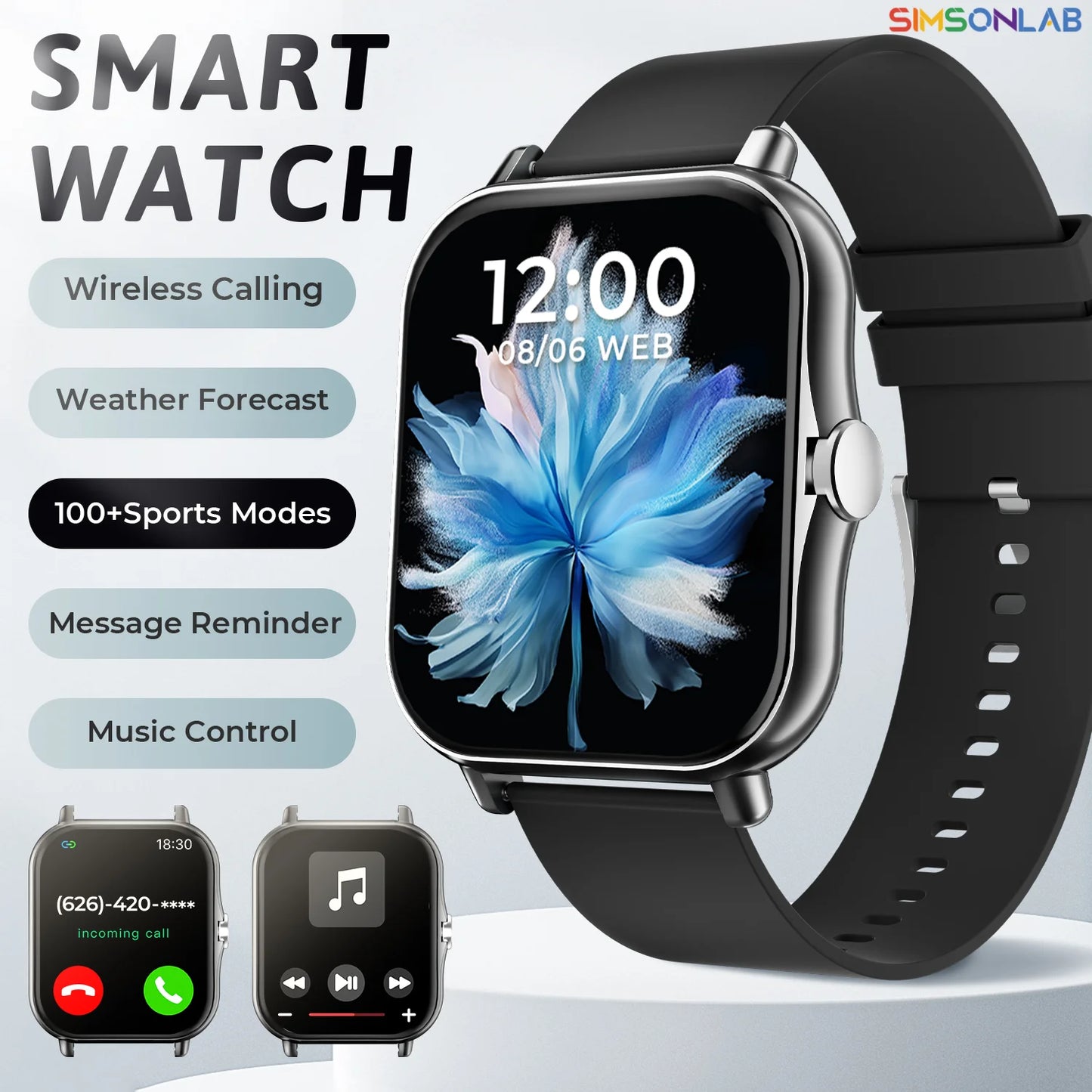 2026 New Smart Watch 1.83 HD Screen Multi-color Watch Strap Bluetooth Call Outdoor Sport Watch For Android/IOS Men Women