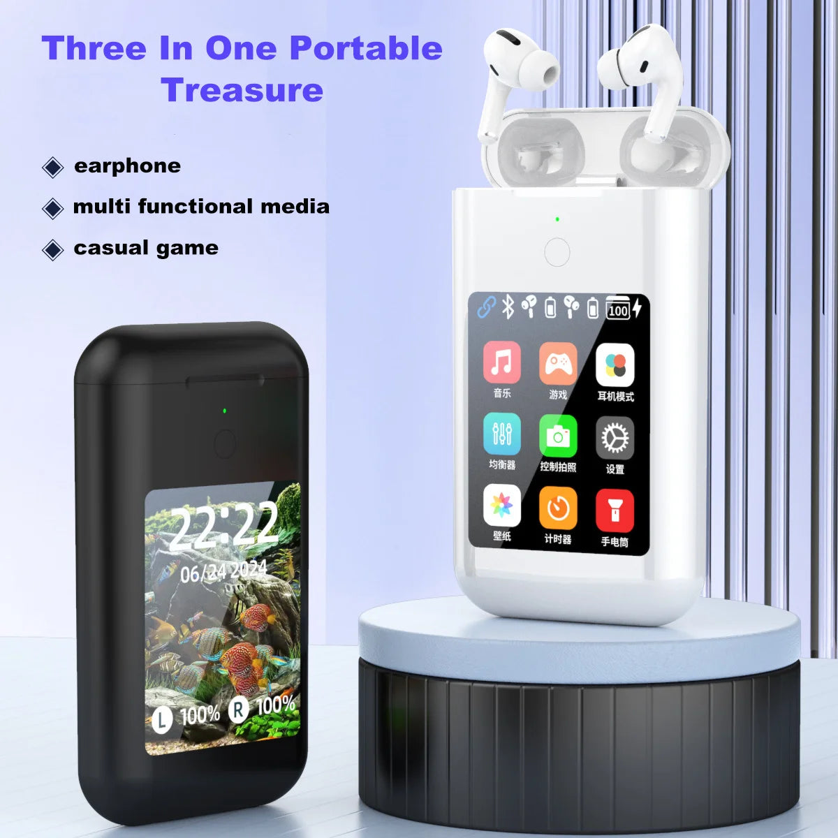 In Ear Style Headphone Large Screen Touch Earphone Large Battery Multiple Function Flashlight Phone Charge Headphone Music Game