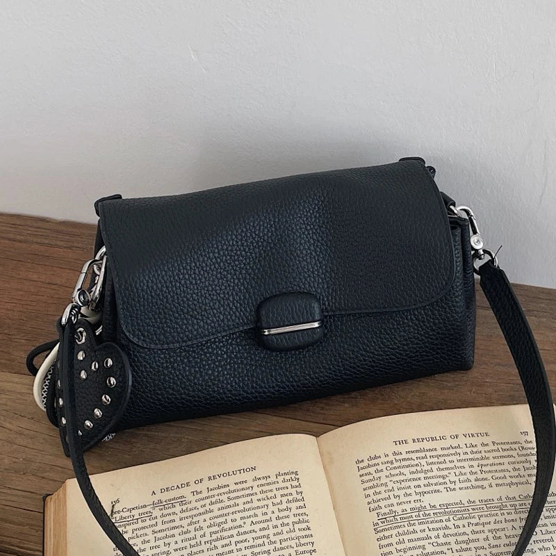Genuine Grade Luxury Designer Women's Small Shoulder Crossbody Small Square Bags Suede Leather Female Daily Purse Underarm Bag