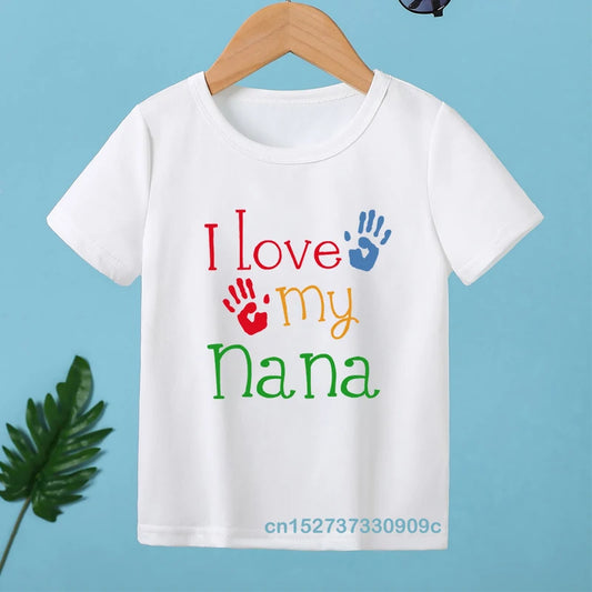 Toddler Girls/Boys Short Sleeve Letter "I LOVE MY NANA&PAPA" And Palm Graphic Casual T-Shirts Dress Kids Summer Clothes