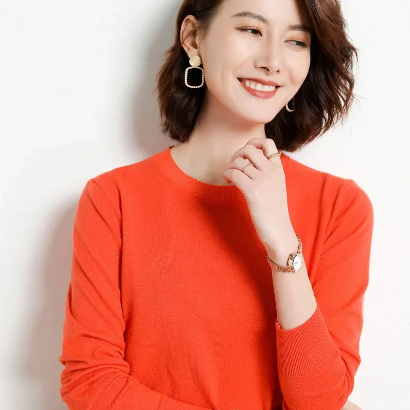 Women Sweater O-neck Autumn Winter Basic Pullover Warm Casual Pulls Jumpers Korean Fashion Spring Knitwear Bottoming Shirt 2025