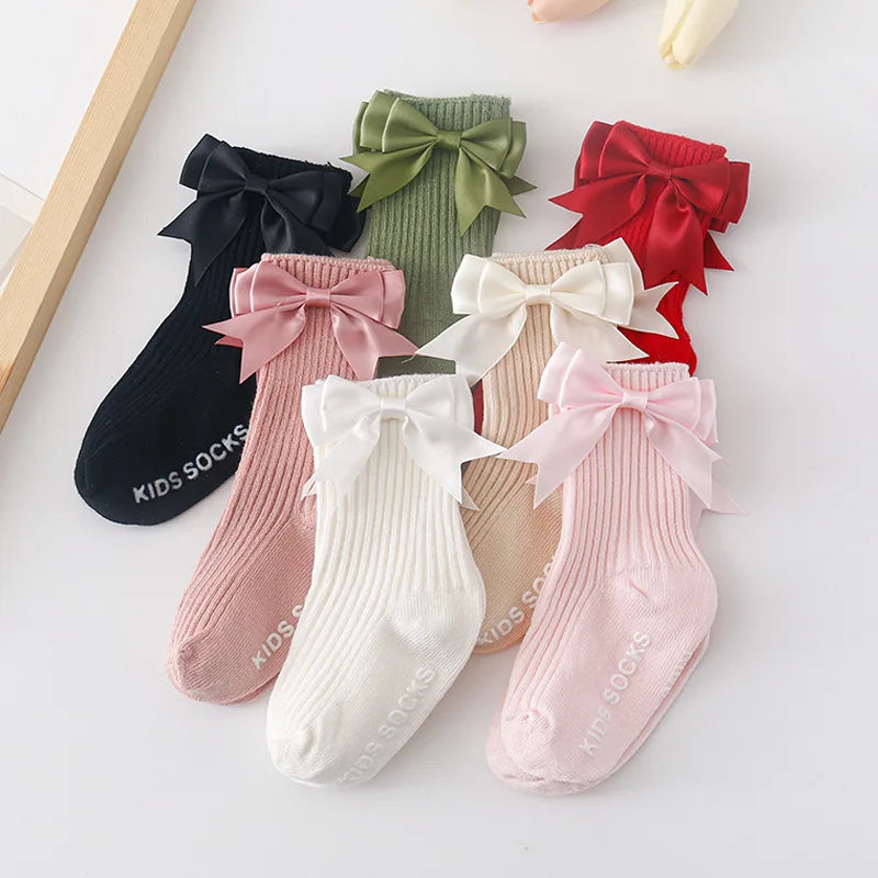 Toddler Socks Baby Accessories Girl Cute Bow Non-slip Floor Socks Children Kids Mid-tube Cotton Socks Infant Newborn Boy Clothes